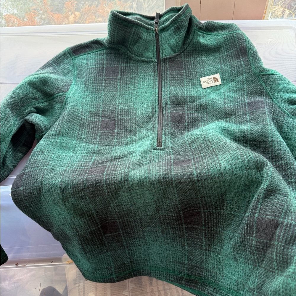 The North Face Teal Textured Half-Zip Pullover